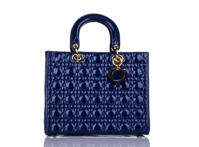 replica jumbo lady dior patent leather bag 6322 royablue with gold - Click Image to Close